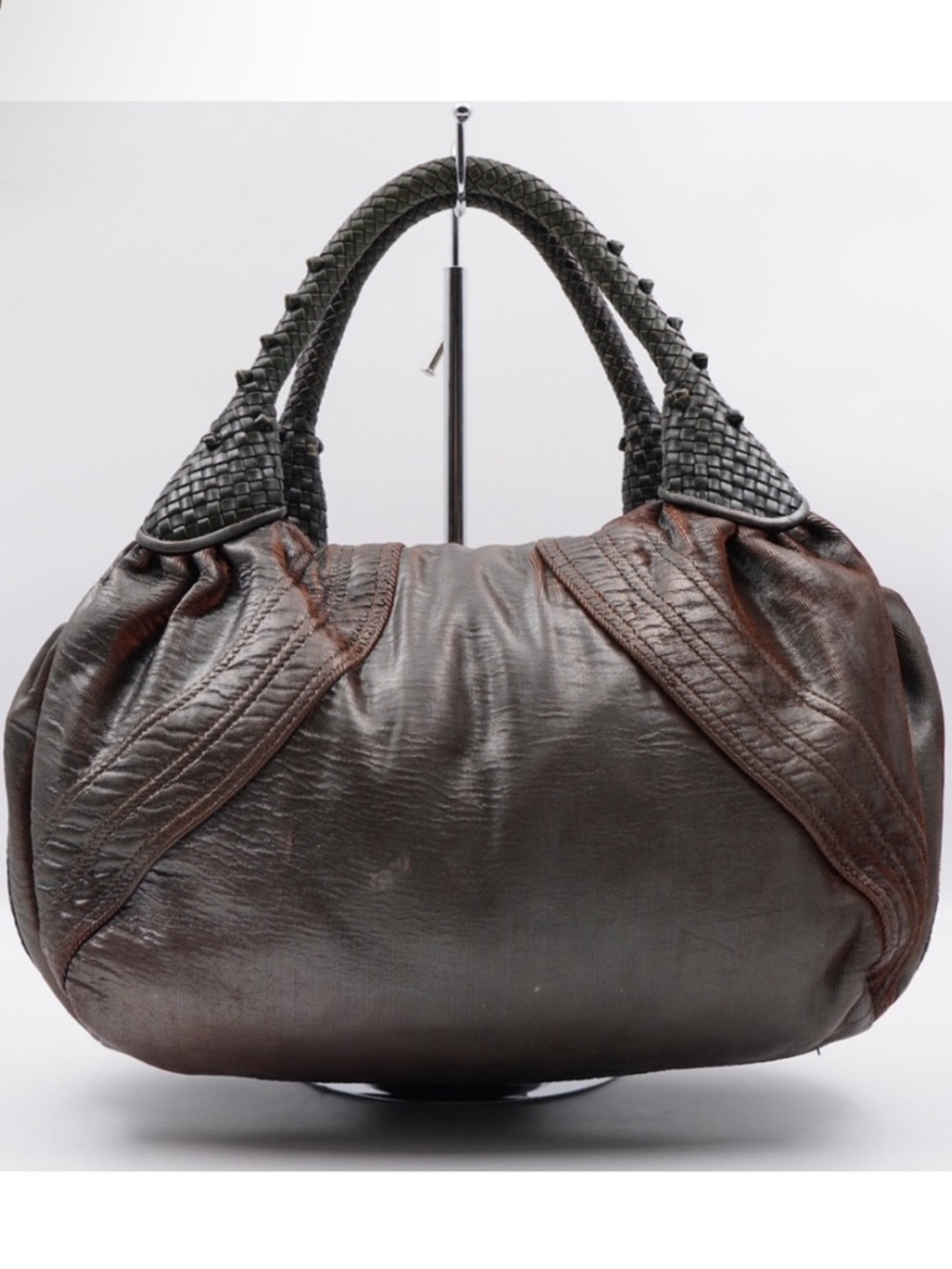 Fendi Spy Bag Napa Nuvolata Brown Leather Hobo - Picture 4 of 16